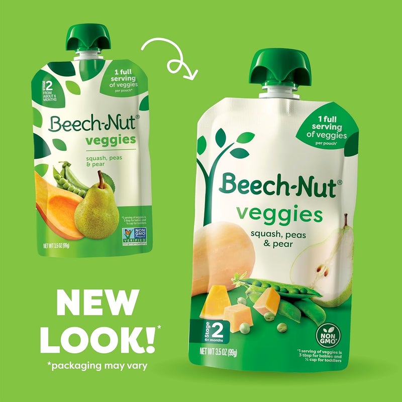 Beech-Nut Baby Food Pouches Variety Pack, NEW Farmer's Favorites Fruit & Veggie Purees Variety Pack, 3.5 oz (18 Pack) - Image 2